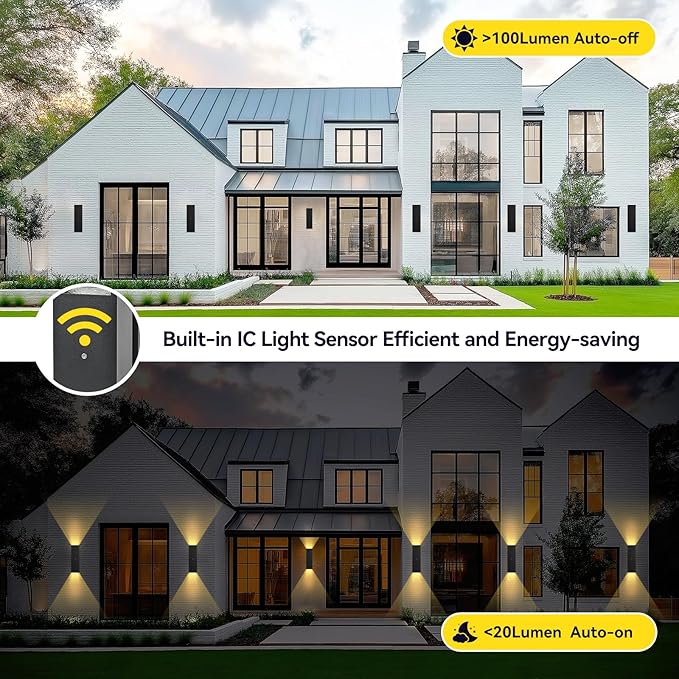 MZLITI Modern Outdoor Wall Light Dusk to Dawn 2 Pack, Waterproof Matte Black Porch Lights, 2700K LED Outdoor Sconce Lights for House, Garage, Patio, Front Door