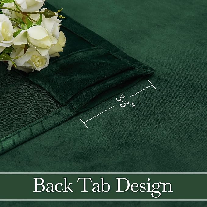 RYB HOME Hunter Green Velvet Blackout Curtains 90 inches - Image 4