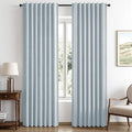 MIULEE 100% Blackout Linen Curtains 42 x 63 Inch Chambray Blue 2 Panels | by MIULEE