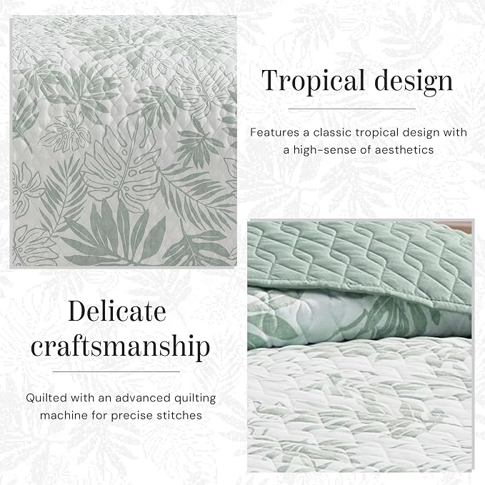 Queen Quilt Set-3 Pieces Soft Bedding Floral Reversible Coverlet | All Seasons - Image 4