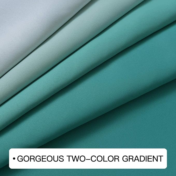 COSVIYA Grommet Ombre Teal Room Darkening Curtains 72 inch Long - Image 4