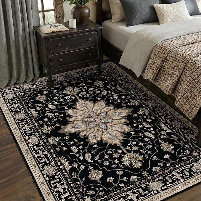 RELEANY Washable Area Rug, Water Repellent, Pet Friendly, Vintage Floral Boho - Image 2