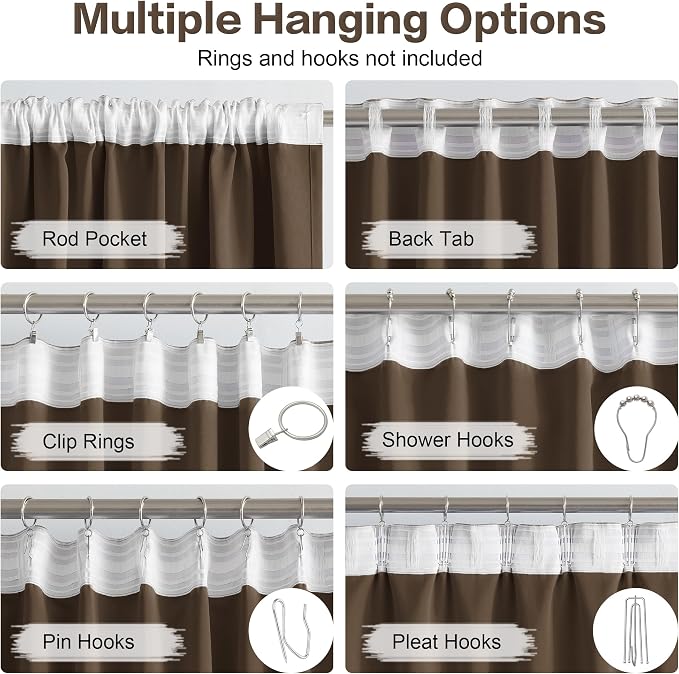 Blackout Curtains/Drapes 90 Inches Long, 2 Panels, 52x90 | Light Blocking - Image 3