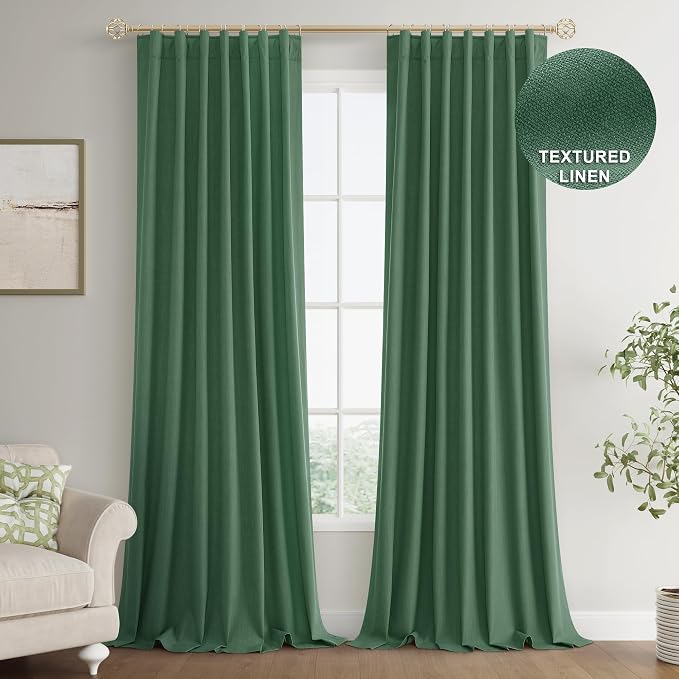 Joywell 100% Blackout Extra Long Linen Curtains 120 Inch Long - Image 8