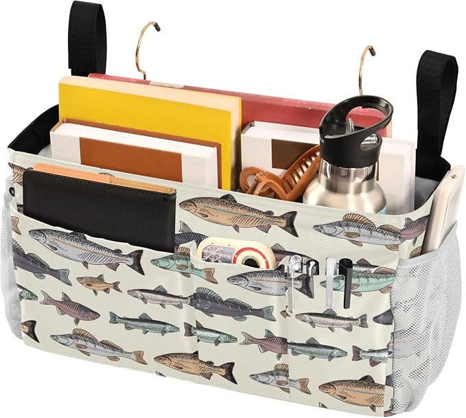 Fish Vintage tag8 Bedside Caddy Storage Bag Bedside Organizer - Image 3