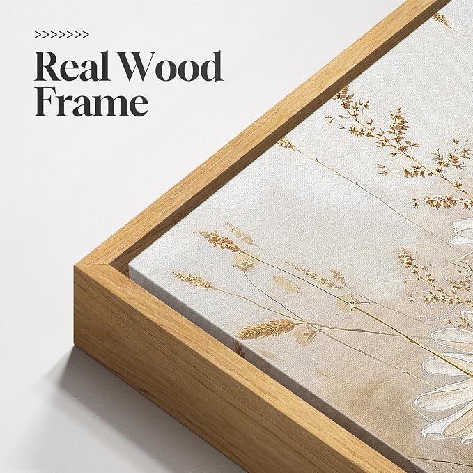 Framed Vintage Rustic Neutral Floral Wall Art - Image 5