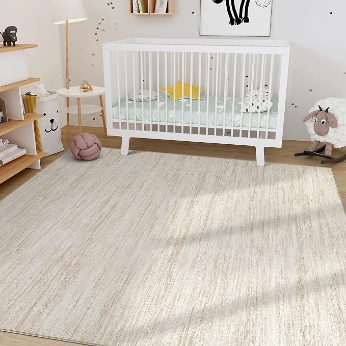 Nakagishi Boho 9x12 Area Rug Living Room Rugs Machine Washable Beige | Soft - Image 8