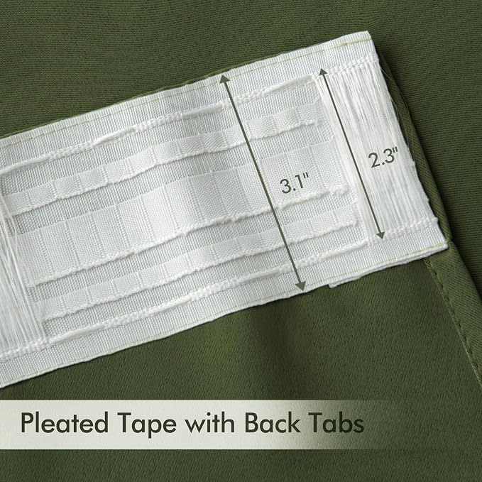 MIULEE Olive Green Back Tab Blackout Curtains 52x90 Inch Long 2 Panels Set | - Image 4