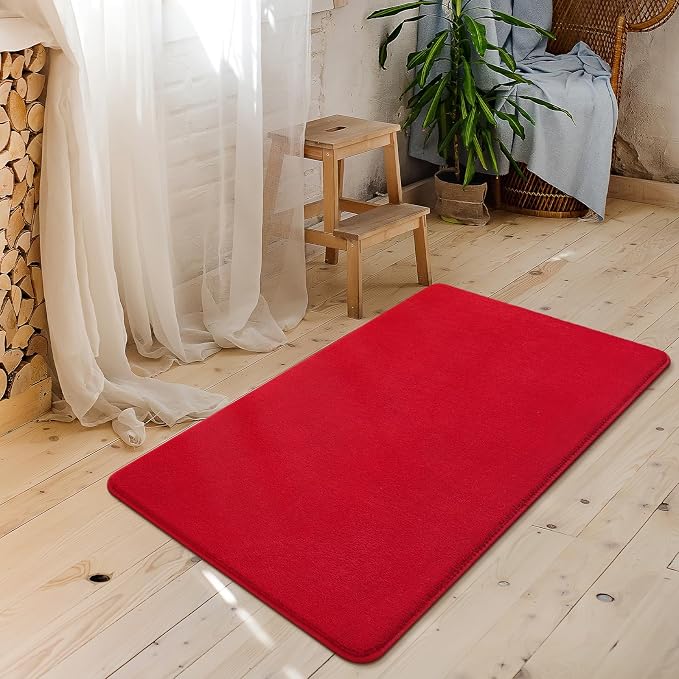 Modern Washable Runner Rugs, 2x4 Feet Red Bedroom Runner Rug | Small Area Rugs - Image 8