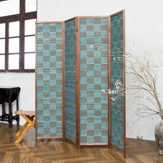 4 Panel Bamboo Room Divider, 5.6 ft Tall Double-Sided Folding Privacy Screen - Image 2