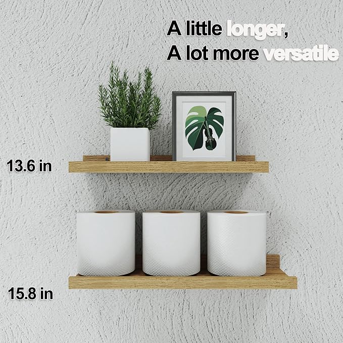 Oak Floating Shelves for Wall Decor, 14 in Shelf - Image 5