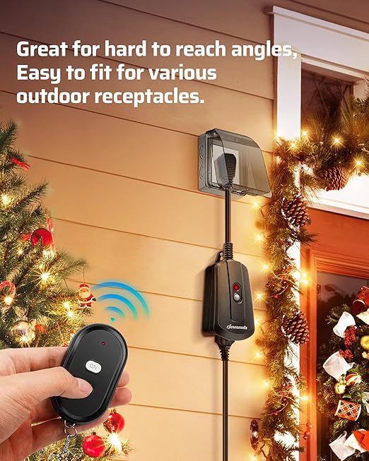 DEWENWILS Remote Control Outlet with 2 Wireless Remotes, Weatherproof Remote Control Light Switch, 15 amp Heavy Duty Remote Controlled Light Switch, 100 FT, No Interference, UL Listed
