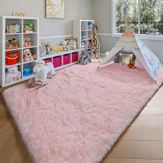 Pink 6x9 Area Rugs for Living Room Bedroom, Large Fluffy Bedside Throw Rug - Image 5