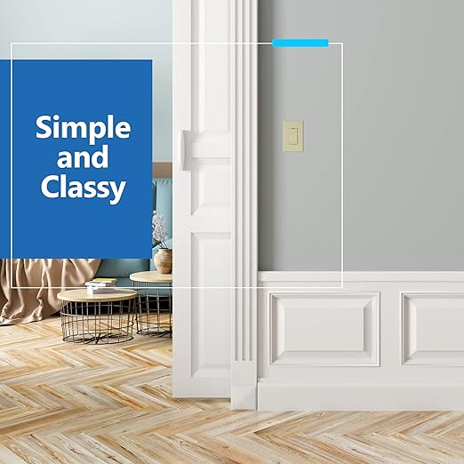 LIDER Minimalist Design Matte Finish Lighted 4-Way Decorator Light Switch, Four Way Frameless Rocker Switch, Residential/Commercial Grade, 15A 120V/277V, UL Listed, LS15-4W-I, Ivory
