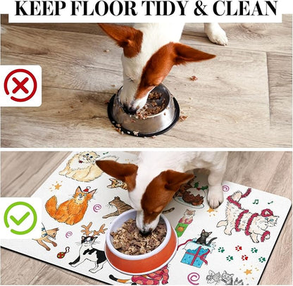 Dog Food Mats for Floors, Absorbent Dog Bowl Mats for Food and Water, Quick Dry Pet Cat Food Mat Non-Slip Pet Supplies