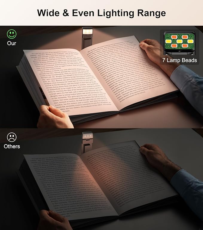 Gritin Book Light Rechargeable, Clip on LED Reading Light - Image 5