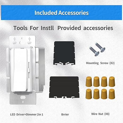 Dimmer and Driver Switch in one, AC120V 96W ON/Off Output Voltage: 24V +/-0.5V, UL, FCC, CE Class 2 Driver and dimmer Switch 2 in 1, UL Listed, Class 2 (24V 96W)