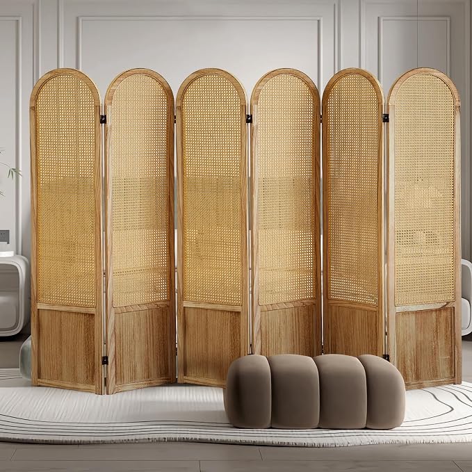 6 Panel Room Dividers and Folding Privacy Screens, Hand-Made Rattan Room Divider by ALeesing