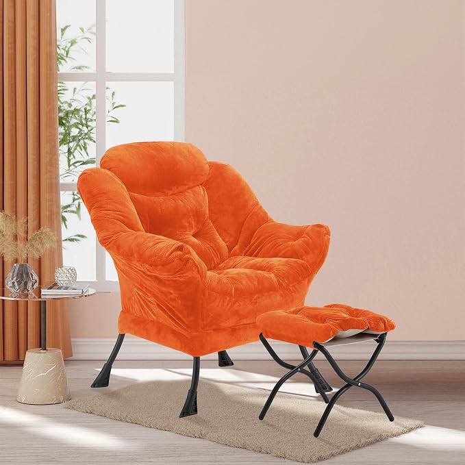 Youtanic Lazy Chair with Folding Ottoman, Accent Chair Plush Upholstered with - Image 2