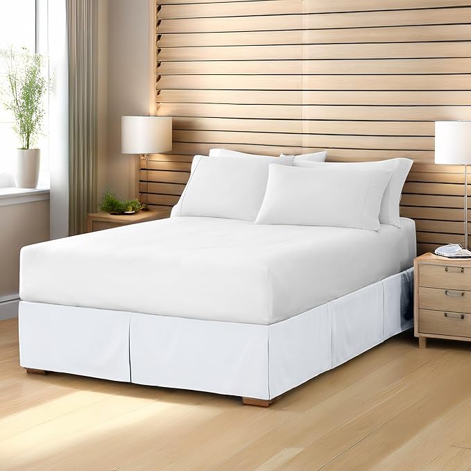Bare Home Twin XL Bed Skirt - 15-Inch Tailored Drop Easy Fit - Bed Skirt for Twin Extra Long Beds - Center & Corner Pleats (Twin XL, Light Grey)
