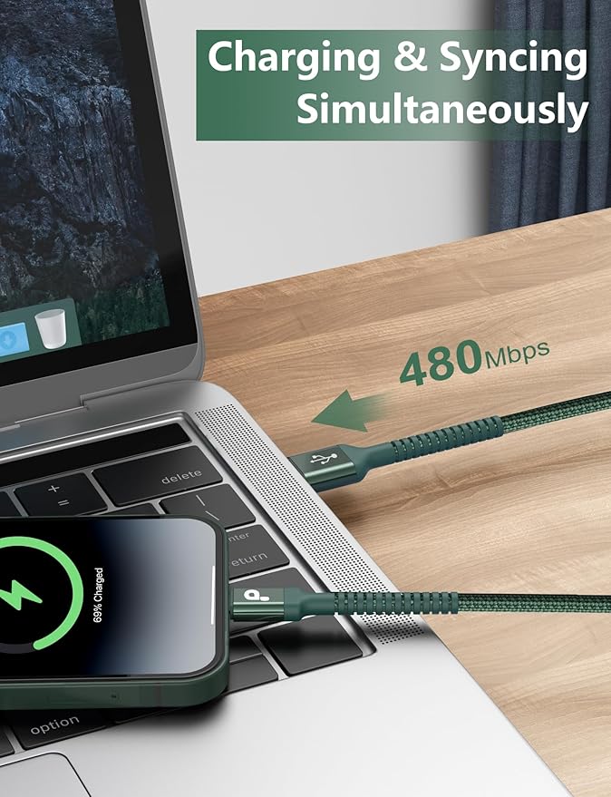 USB to USB C Cable Fast Charging 6FT, USB A to USB C Charger Cord, Upgraded Extra Durable Braided USBC Cable Compatible with iPhone 16 15 Pro Max,Samsung Galaxy S10 S9 Plus, LG and More -Green 2 Pack