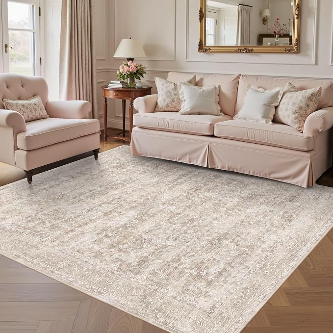 Latte&Fog 5x7 Beige Rug for Living Room，Washable Area Rugs for Bedroom | Non - Image 3