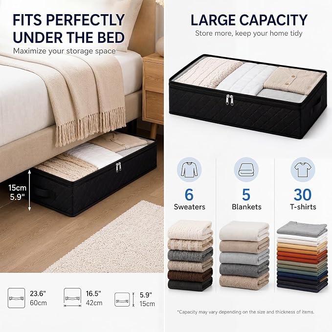 Fixwal Under Bed Storage Bags 4 Pack Underbed Containers - Image 2
