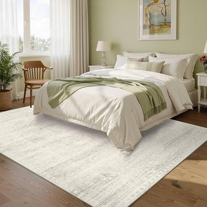 Latte&Fog Vintage 5x7 Washable Neutral Area Rugs, Ivory Rug - Image 3
