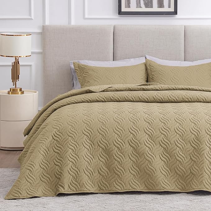 Love's cabin California King Size Quilt Bedding Set Camel Bedspread by Lovescabin