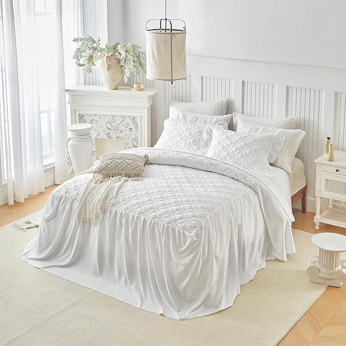 Ruffle Skirt Bedspread Set Flower Style - Image 3
