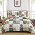 Dobuyly Patchwork Quilt Set King Size, Boho Farmhouse Bedspread Brown | Dobuyly by Dobuyly