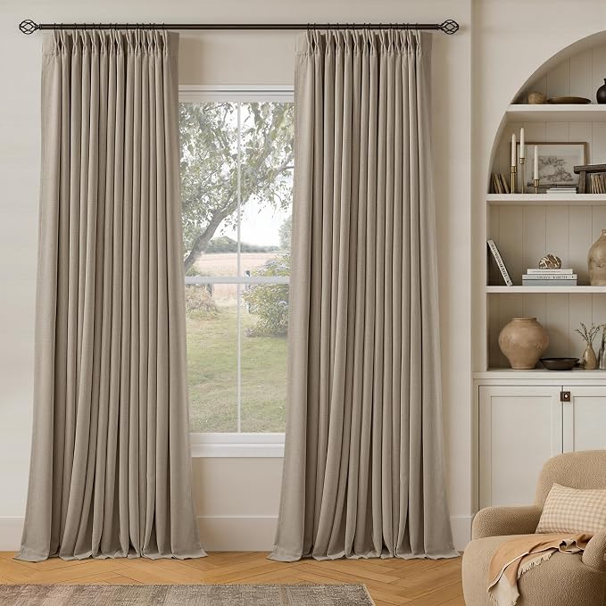 Pleated Linen Blackout Curtains 112 Inches Long by Twodrapes