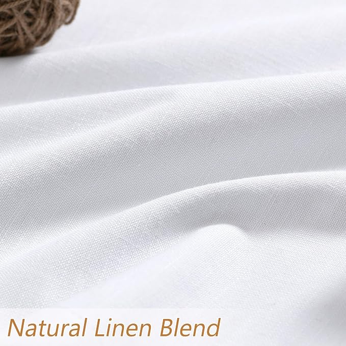 White 100% Blackout Linen Curtains 52 Inch Wide by 140 Inch - Image 3