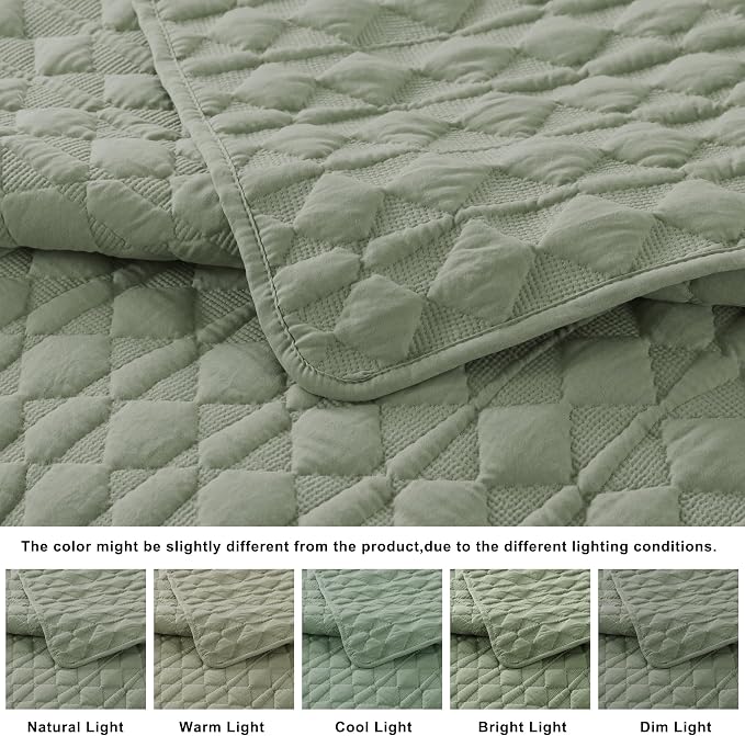 WDCOZY Sage Green Quilt King Size Bedding Sets - Image 3