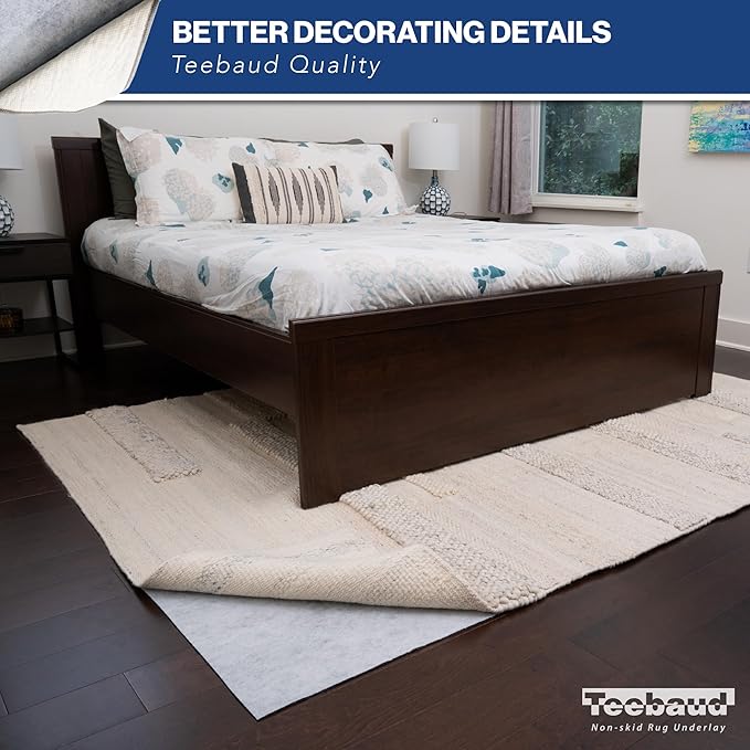 12' x 15' Non-Slip Rug Pad, Reversible Gripper, Non Skid Pads for Hardwood, Vinyl, Tile, Laminate Floors, Keep Area Rugs Secure, Natural Materials Safe for Indoor Flooring, ¼” Thick