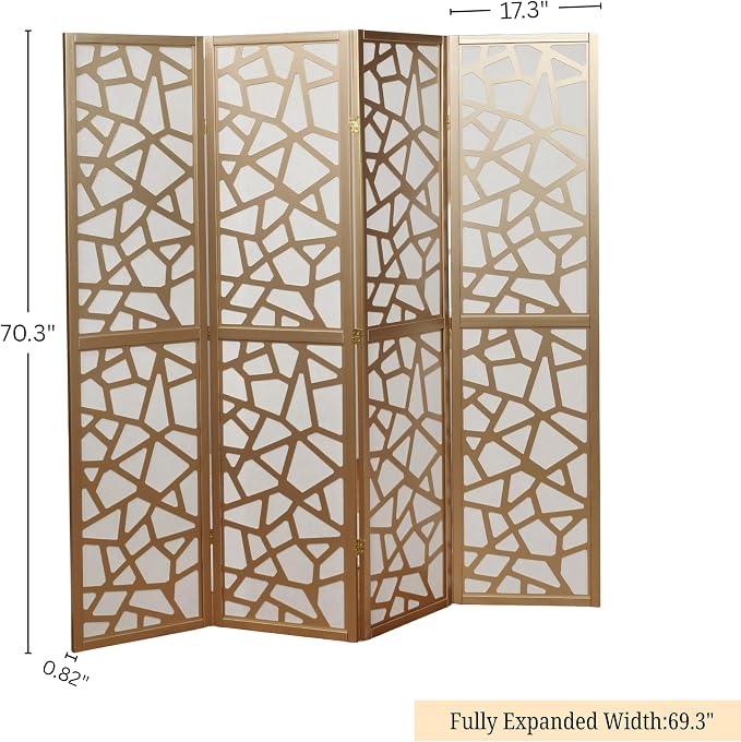 Roundhill Furniture Giyano 4 Panel Screen Room Divider - Image 6