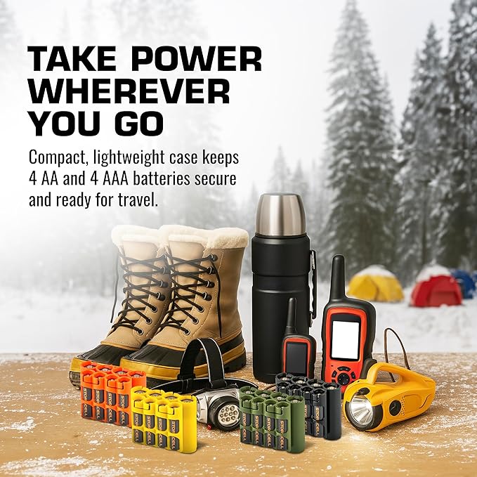 Storacell AA + AAA Combo Battery Storage Caddy and Dispenser, Military Green, Holds 4 AA + 4 AAA Batteries (Not Included), Durable & Compact Design, The Original Battery Caddy, Made in The USA