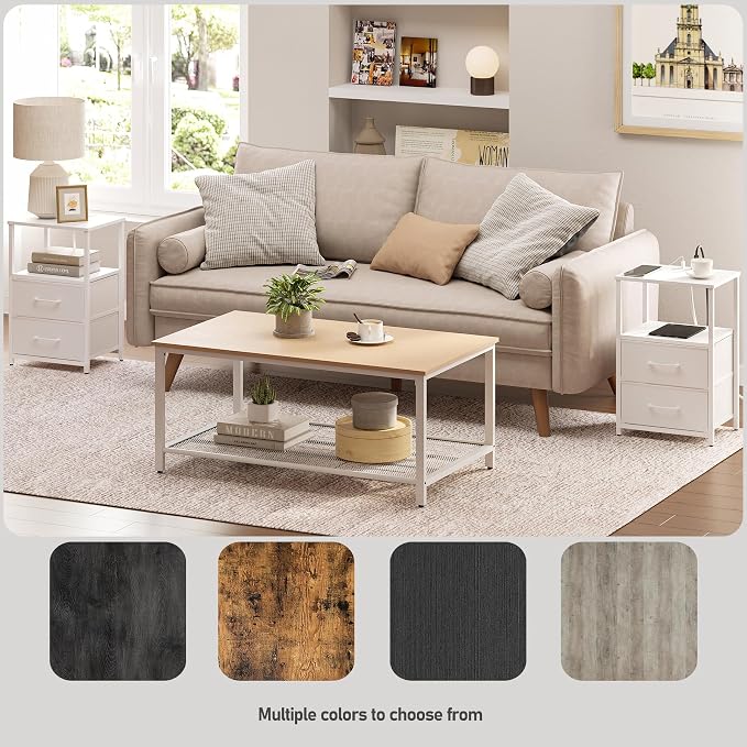 TUTOTAK Nightstands Set of 2, LED End Table - Image 6