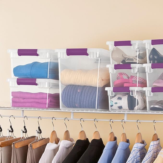 Sterilite 24-Pack 27 Quart ClearView Latch Box, Stackable Organizer Bins with Latching Lids - Clear Plastic Organization Containers for Closet, Bedroom, Shelving Units and Everyday Home Storage