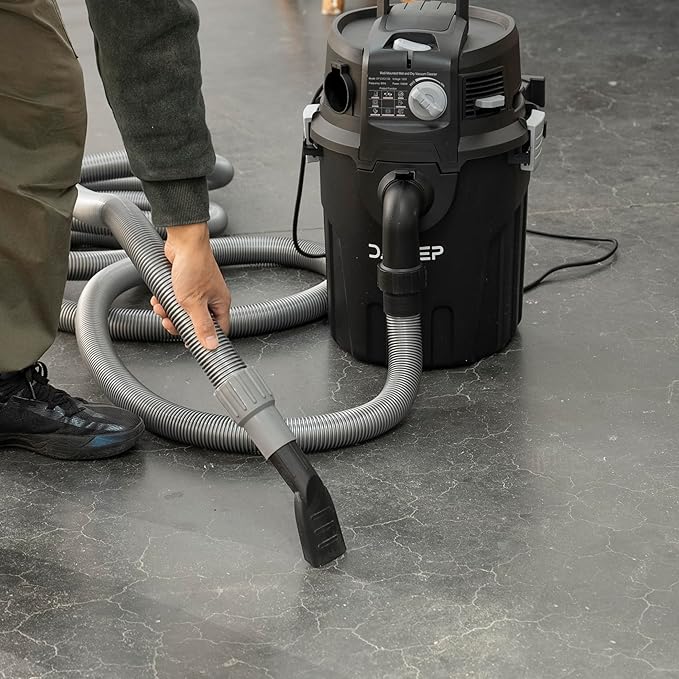Dapper Supply 6 Gallon Wall Mount Wet/Dry Vacuum, 5.5 Peak HP, 30 Ft Hose, Vacuum & Blower, Includes Attachments for Garage, Car, Workshop & Jobsite