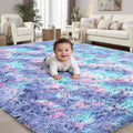 PLHXFR 9x12 Area Rugs Living Room: Fluffy Bedroom Soft Shag Rug Kid Rainbow | by PLHXFRSoftAreaRugs