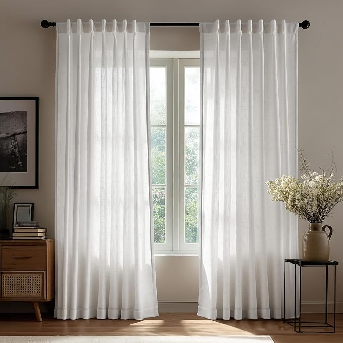 Deconovo Linen-Blend Semi-Sheer Curtains 2 Panels, Hidden Tab and Rod Pocket by Unknown
