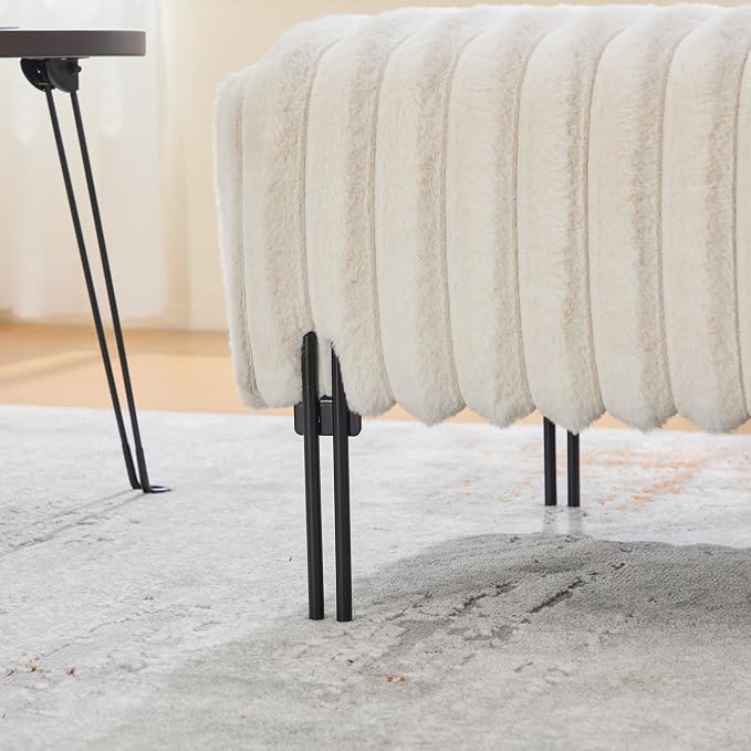 KEIKI 49.6" Upholstered Sofa End of Bed Bench Ottoman Footrest, Mini Loveseat - Image 8