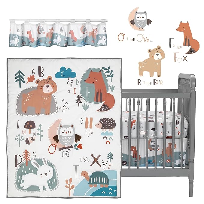 Bedtime Originals Animal Alphabet 5-Piece Infant Nursery Baby Crib Bedding Set