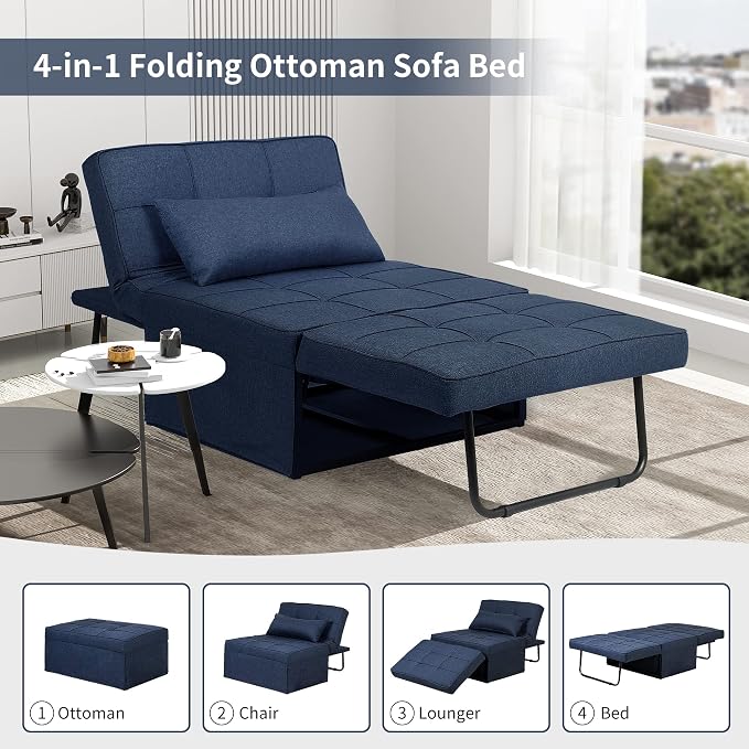 Sofa Bed, 4 in 1 Multi-Function Modern Folding Ottoman Convertible Bed - Image 3