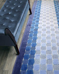 Custom Length Hallway Runner Rug,Slip Resistant,Checkered Blue, 26 Inch X 18 feet, Sold and Priced Per Foot