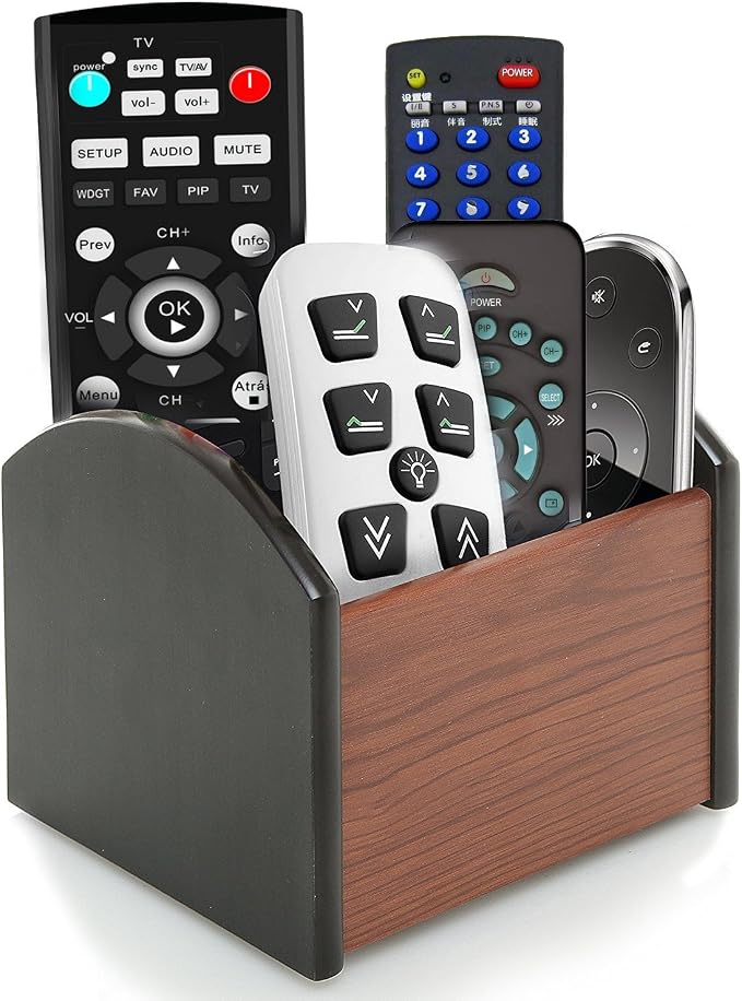 Coideal Remote Control Holder Caddy Wood, Rotating Wooden Pen Pencil Holder by Coideal