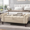 Apicizon 51” Bench with Storage, Faux Leather Ottoman Bench with Rolled Arm & by APICIZON