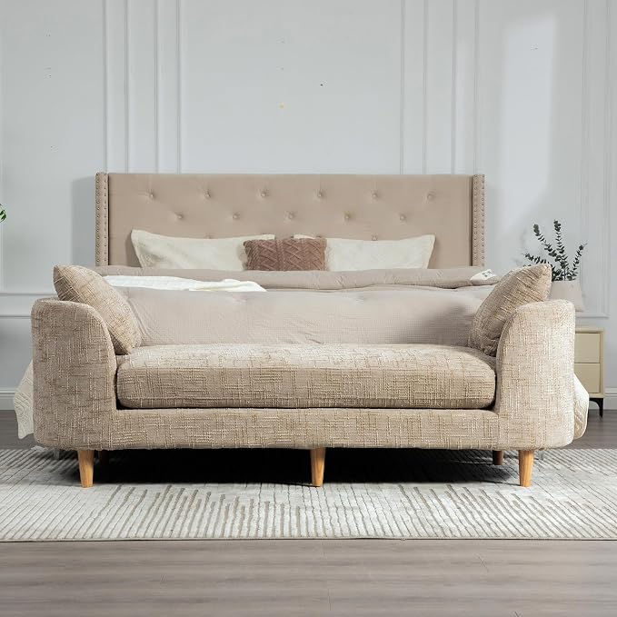KEIKI Oversize 77.17" L Chenille End of Bed Bench Ottoman - Image 5