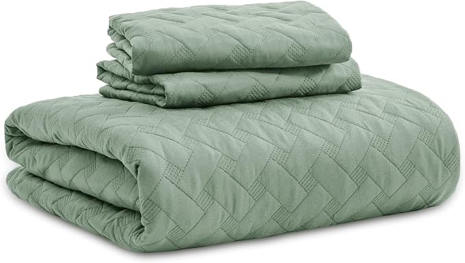 Bedsure Quilts Queen Size, Lightweight Comforter Set, Sage Green Bedspread | - Image 9